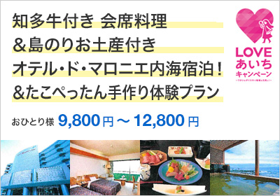 知多牛付き 会席料理＆島のりお土産付き オテル・ド・マロニエ内海宿泊！＆たこぺったん手作り体験プラン